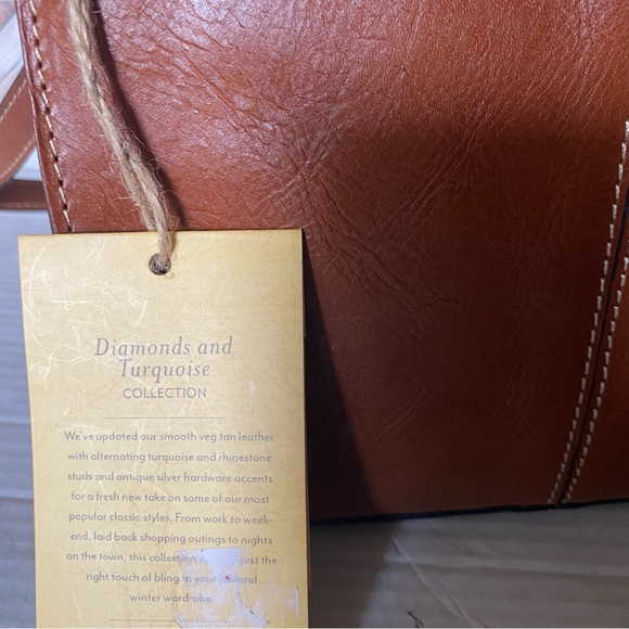 Patricia Nash Simona leather crossbody bag turquoise and diamond beaded - Picture 8 of 15